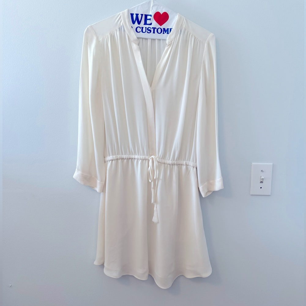 Aritzia Babaton 100% Silk Long Sleeve Bennett Mini Dress in White/Cream Small - Picture 6 of 15
